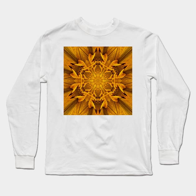 BLOOM IN GOLD. Floral fantasy pattern and design Long Sleeve T-Shirt by mister-john